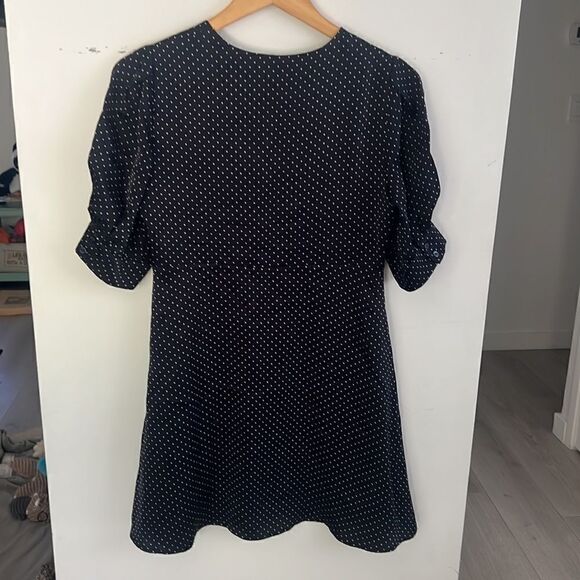 Like New Zara Polk at dots navy blue mini dress M - Picture 6 of 8